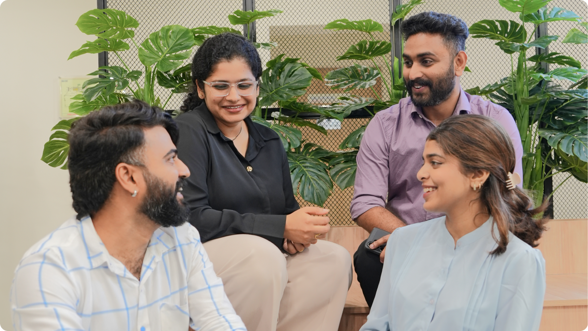 Team collaborating in office